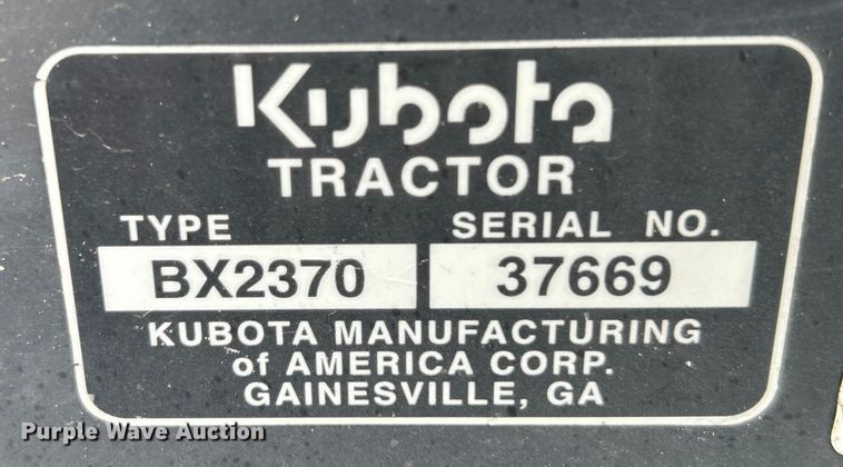 image for item NB9420 2016 Kubota BX2370 MFWD tractor