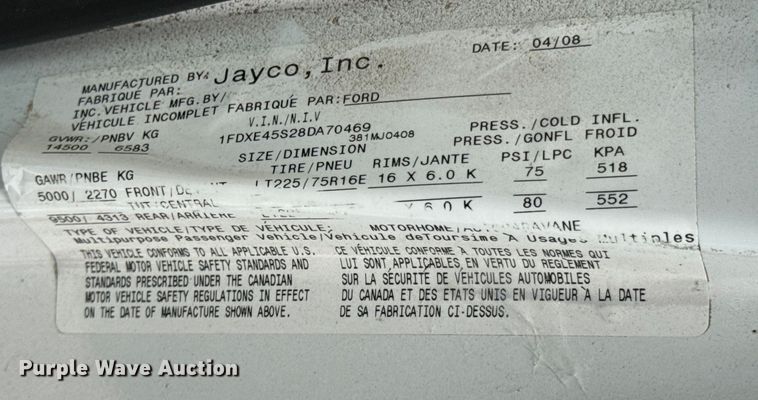 image for item ND9229 2008 Jayco Greyhawk 31SS RV