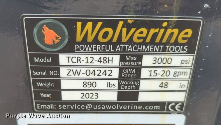 image for item NG9767 2023 Wolverine TCR12-48H skid steer trencher