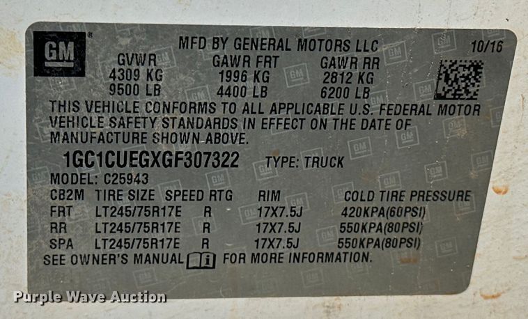 image for item NR9912 2016 Chevrolet  Silverado 2500HD Crew Cab pickup truck