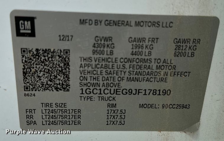 image for item NR9916 2018 Chevrolet  Silverado 2500HD Crew Cab pickup truck