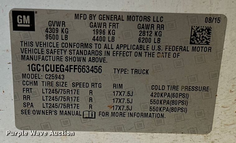 image for item NR9919 2015 Chevrolet  Silverado 2500HD Crew Cab pickup truck