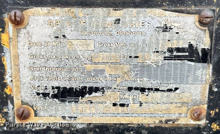 image for item NR9948 1988 Belshe  T-9 equipment trailer