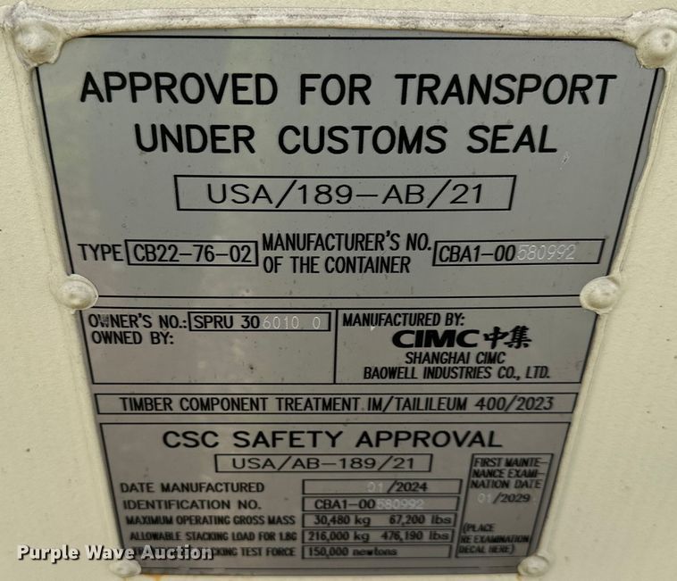 image for item NT9311 2024 Shipping container 