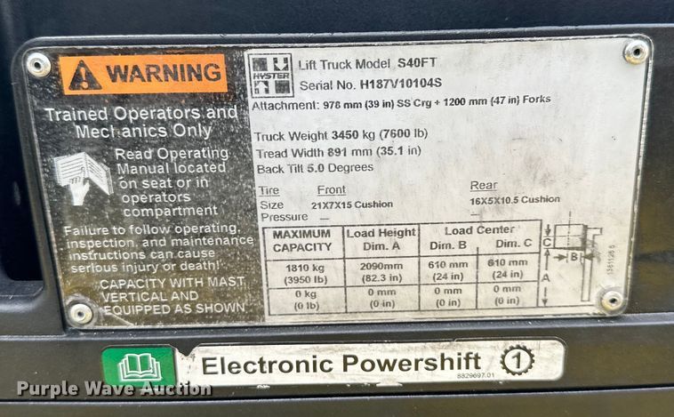 image for item NT9312 2019 Hyster  S40FT forklift