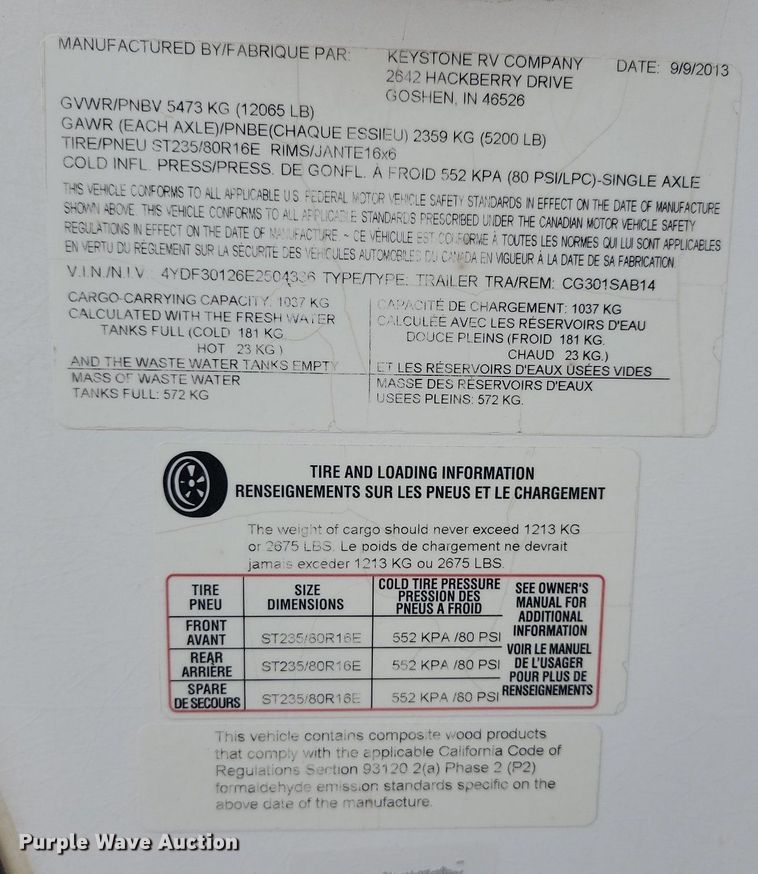 image for item NZ9831 2014 Keystone RV Cougar 301SAB14 camper