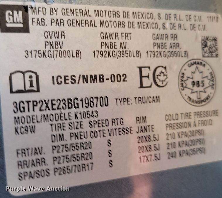 image for item NZ9894 2011 GMC  Sierra 1500 Denali Crew Cab pickup truck