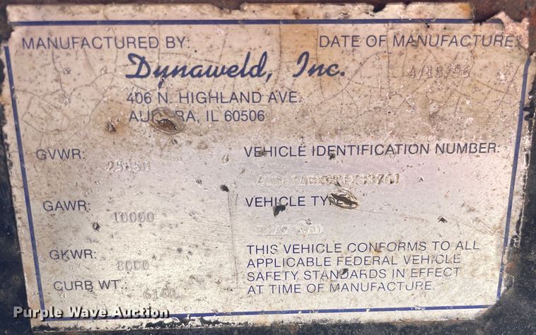image for item OG9947 1996 Dynaweld  equipment trailer