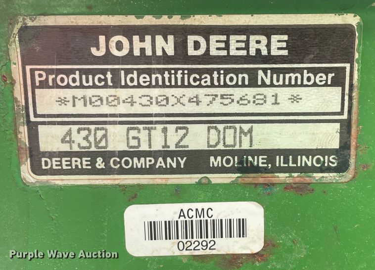 image for item OG9953 1988 John Deere 430 tractor