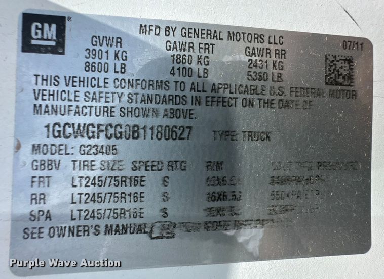image for item OI9147 2011 Chevrolet Express 2500 van
