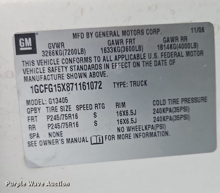 image for item OK9881 2007 Chevrolet  Express 1500 van