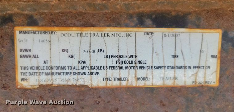 image for item DG0605 2008 Doolittle FD-304 equipment trailer