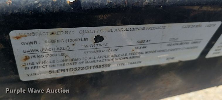 image for item DG0608 2016 Quality Steel and Aluminum Products 8314D dump trailer