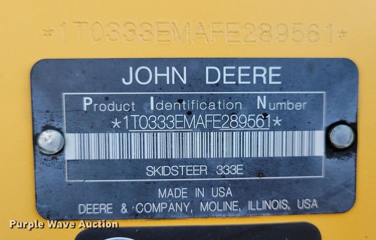 image for item DG0612 2015 John Deere 333E tracked skid steer loader