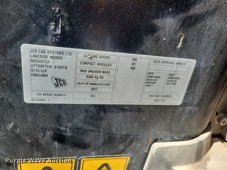 image for item DG0615 2022 JCB 407 T4 wheel loader