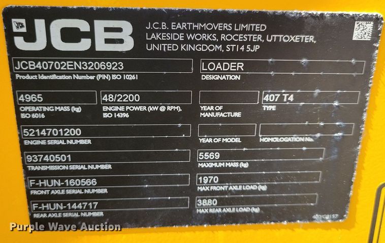 image for item DG0615 2022 JCB 407 T4 wheel loader