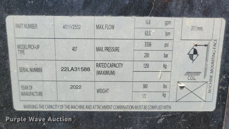 image for item DG0616 2022 JCB 407 wheel loader