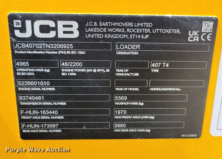 image for item DG0616 2022 JCB 407 wheel loader