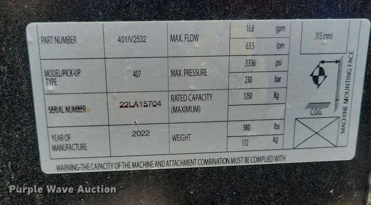 image for item DG0617 2022 JCB 407 wheel loader
