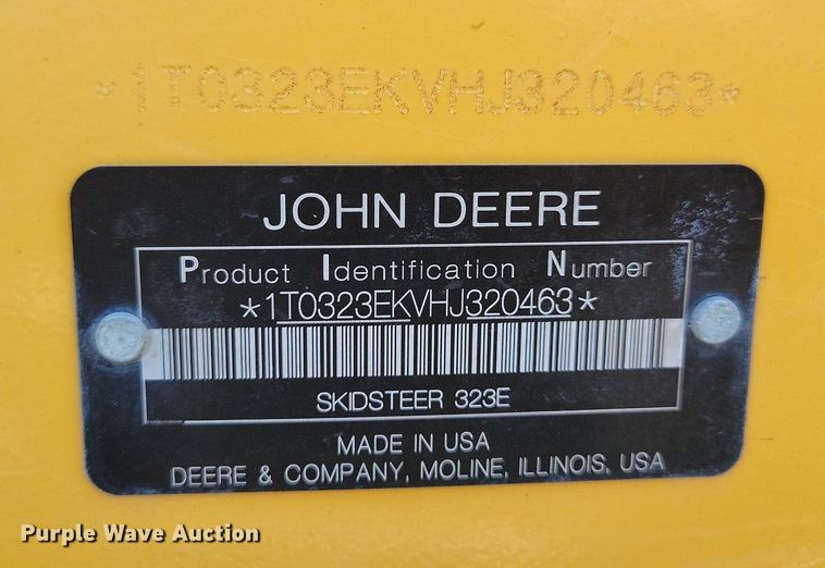 image for item DG0618 2018 John Deere 323E tracked skid steer loader