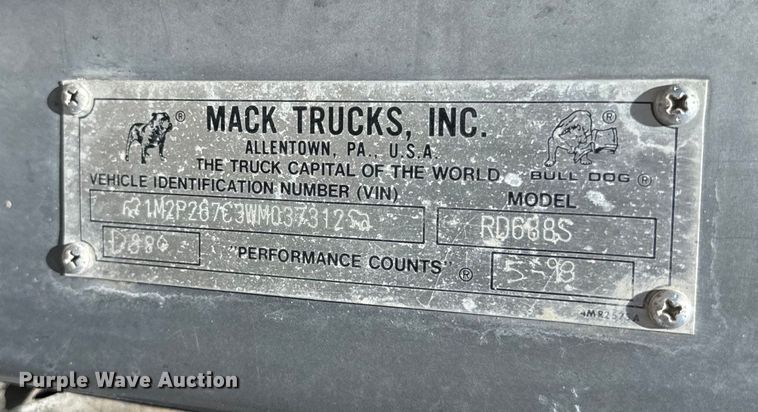 image for item DN3243 1998 Mack ready mix truck cab and chassis