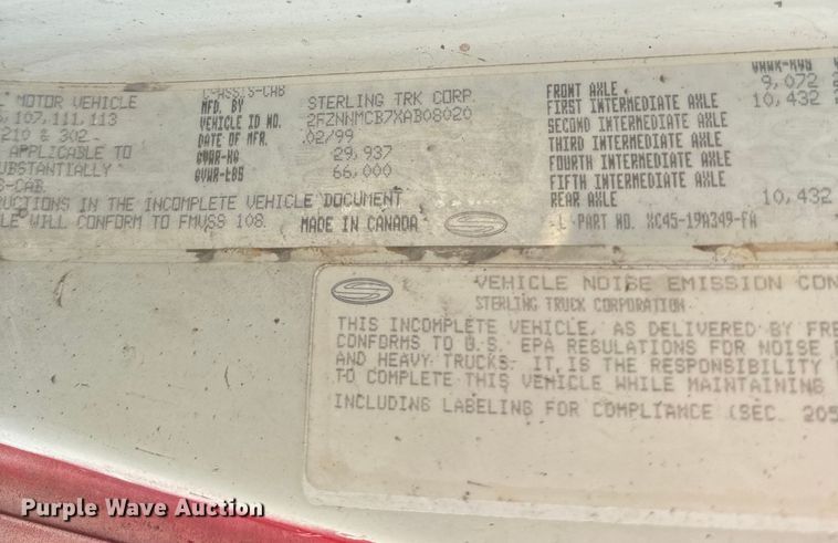 image for item DN3244 1999 Sterling L9511 ready mix truck