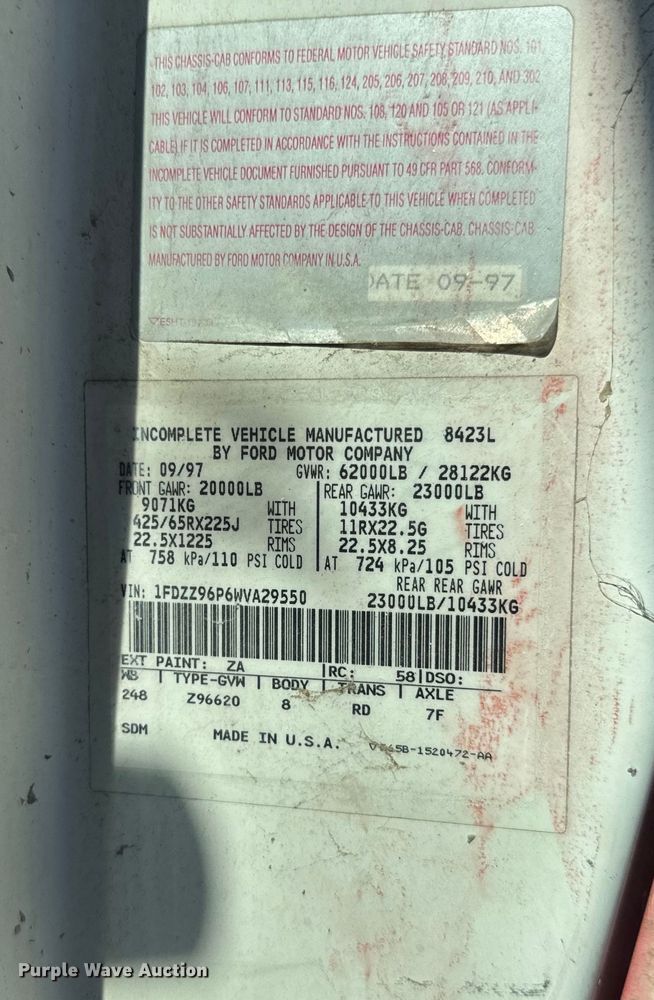 image for item DN3246 1998 Ford ready mix truck