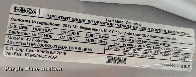 image for item DO6505 2019 Ford F350 Super Duty XL SuperCab utility bed pickup truck