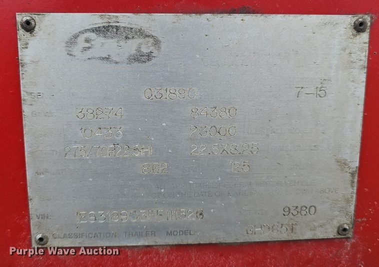 image for item DP0906 2015 Etnyre Blackhawk RTN65TD3-R4/5A-RA lowboy equipment trailer