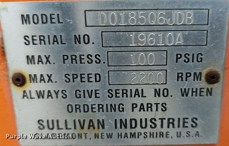 image for item DP6447 1999 Sullivan Industries D0185Q6JDB air compressor