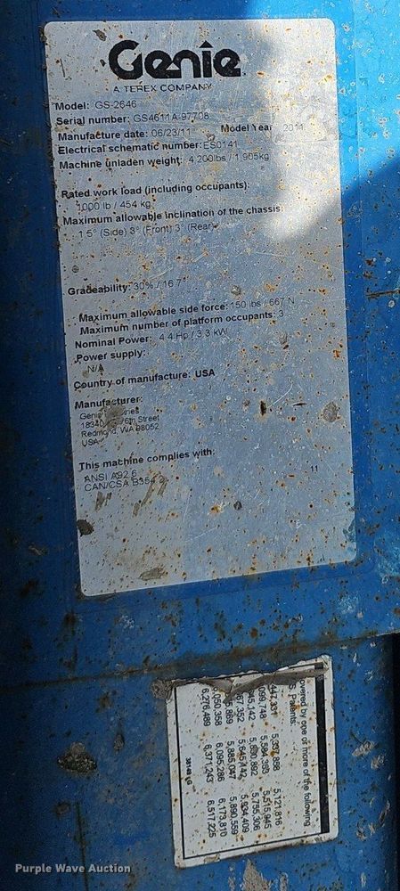 image for item DP6449 2011 Genie GS-2646 scissor lift