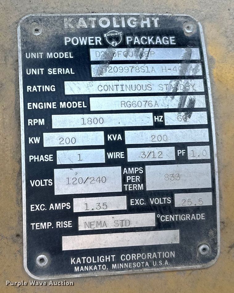 image for item DP8367 Katolight D200FGJ4CEP generator