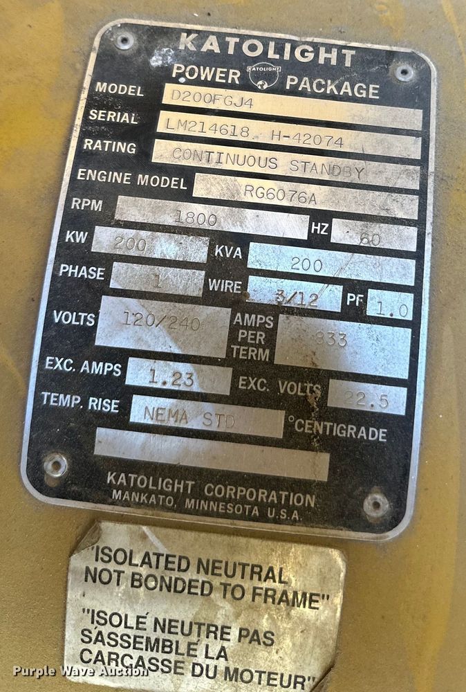 image for item DP8368 Katolight D200FGJ4 generator