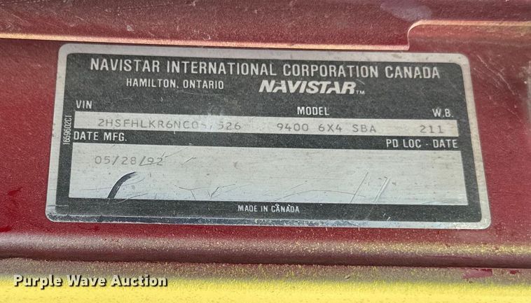 image for item DP8384 1992 International  9200 dump truck