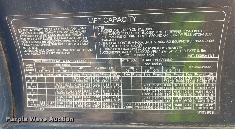 image for item DS3063 2005 John Deere 35D mini excavator