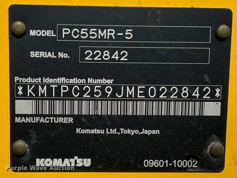 image for item DS3064 2022 Komatsu  PC55MR-5 mini excavator