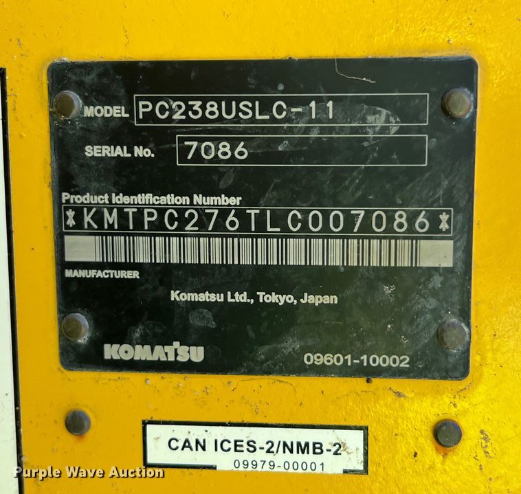 image for item DS3066 2020 Komatsu PC238USLC-11 excavator