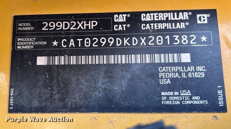 image for item DS3087 2017 Caterpillar 299D2 HXP tracked skid steer loader