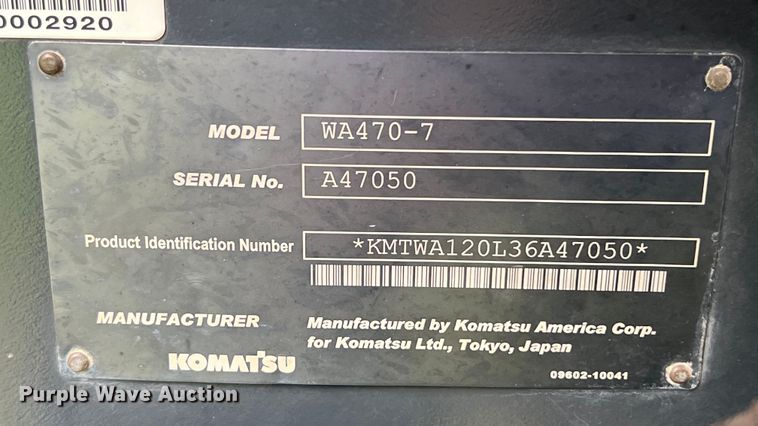 image for item DS3116 2014 Komatsu WA470-7 wheel loader