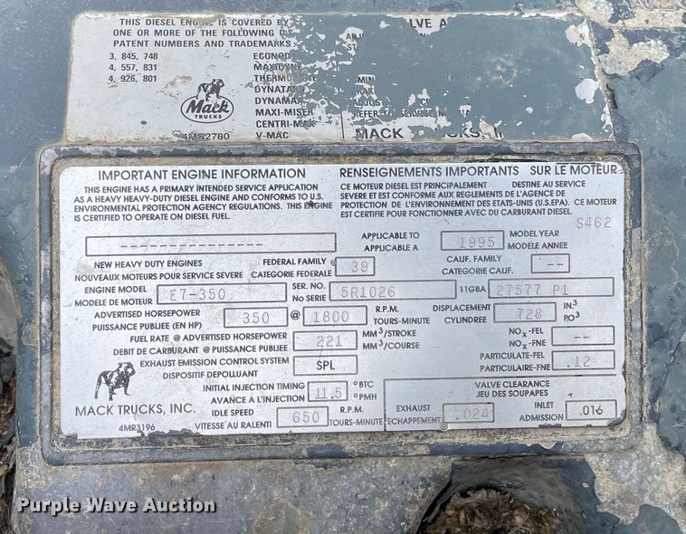 image for item DS5526 1996 Mack  DM688SX dump truck