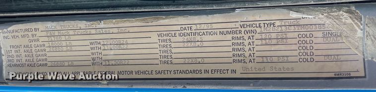 image for item DS5526 1996 Mack  DM688SX dump truck