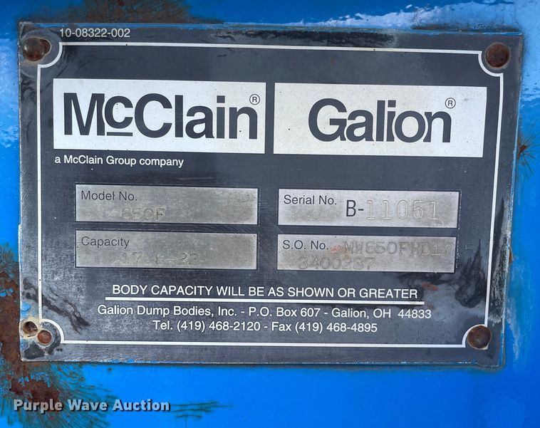 image for item DS5527 McClain Galion 650F dump bed