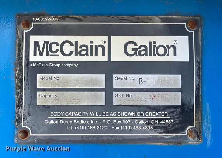 image for item DS5528 McClain Galion 650F dump bed