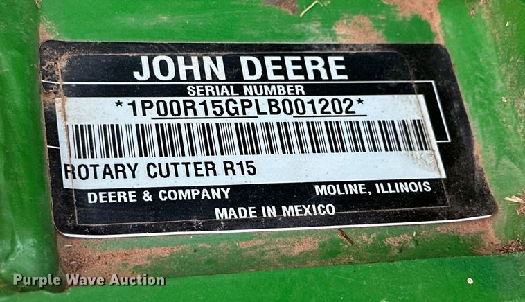 image for item DW5011 2020 John Deere R15 batwing rotary mower