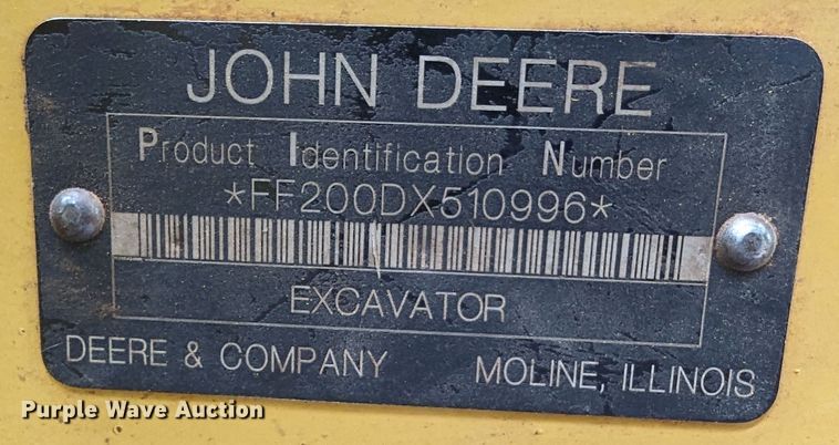 image for item DW5019 2008 John Deere 200D excavator