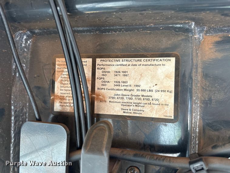 image for item DW5031 2007 John Deere 770D motor grader