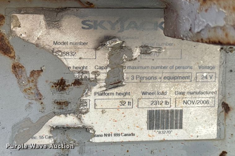 image for item DX0537 2006 SkyJack  SJIII 6832 scissor lift