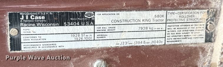 image for item DX0605 1990 Case 580K Construction King backhoe