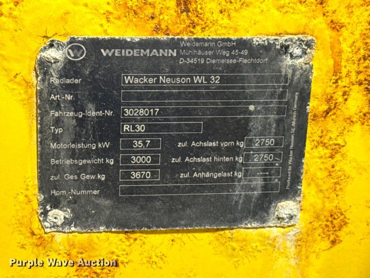 image for item DX0626 Wacker Neuson WL32 wheel loader