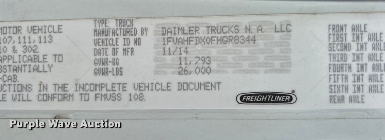 image for item EG1525 2015 Freightliner  M2 Business Class utility / service truck